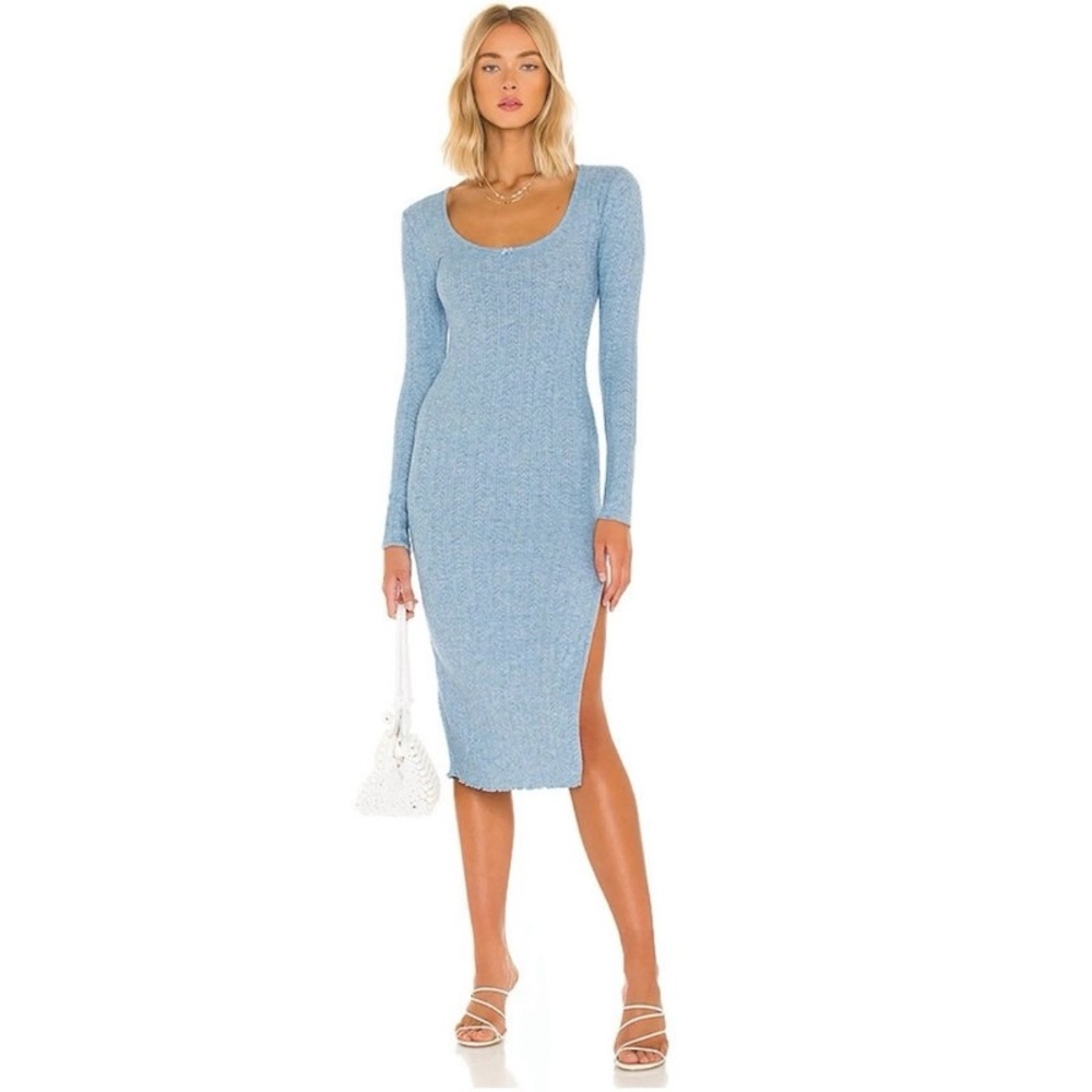 LOVERS AND FRIENDS NWT Darcy Blue Long Sleeve Knit Midi Dress Size M